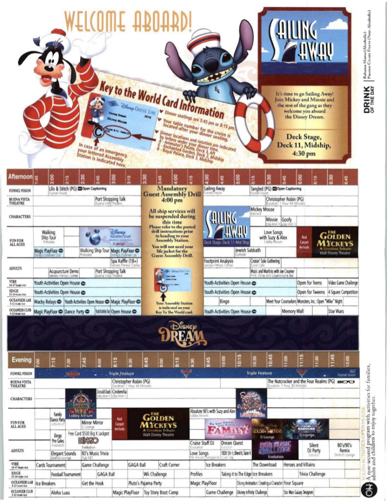 Disney Dream Daily Navigators