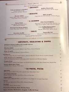 Disney Dream Palo Dinner menu