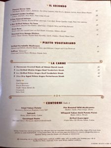 Disney Dream Palo Dinner menu